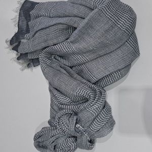 Sasso + Smyth Linen Blend Grey & White Scarf